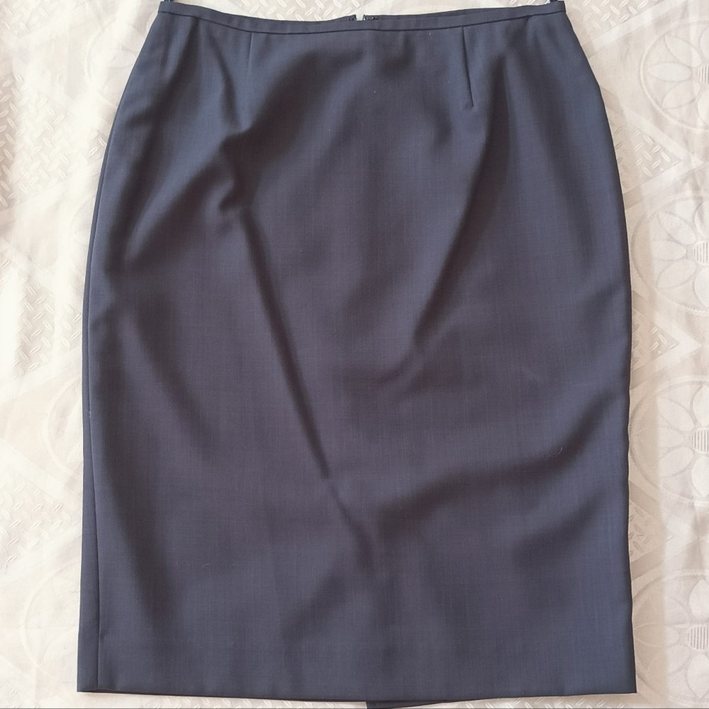Calvin Klein Pencil Skirt Suit Set Lined Blazer Gray One Button Knee Length Sz 2 - Picture 11 of 15